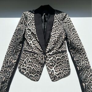 BCBG MAXAZRIA Leopard print Bowie tuxedo blazer